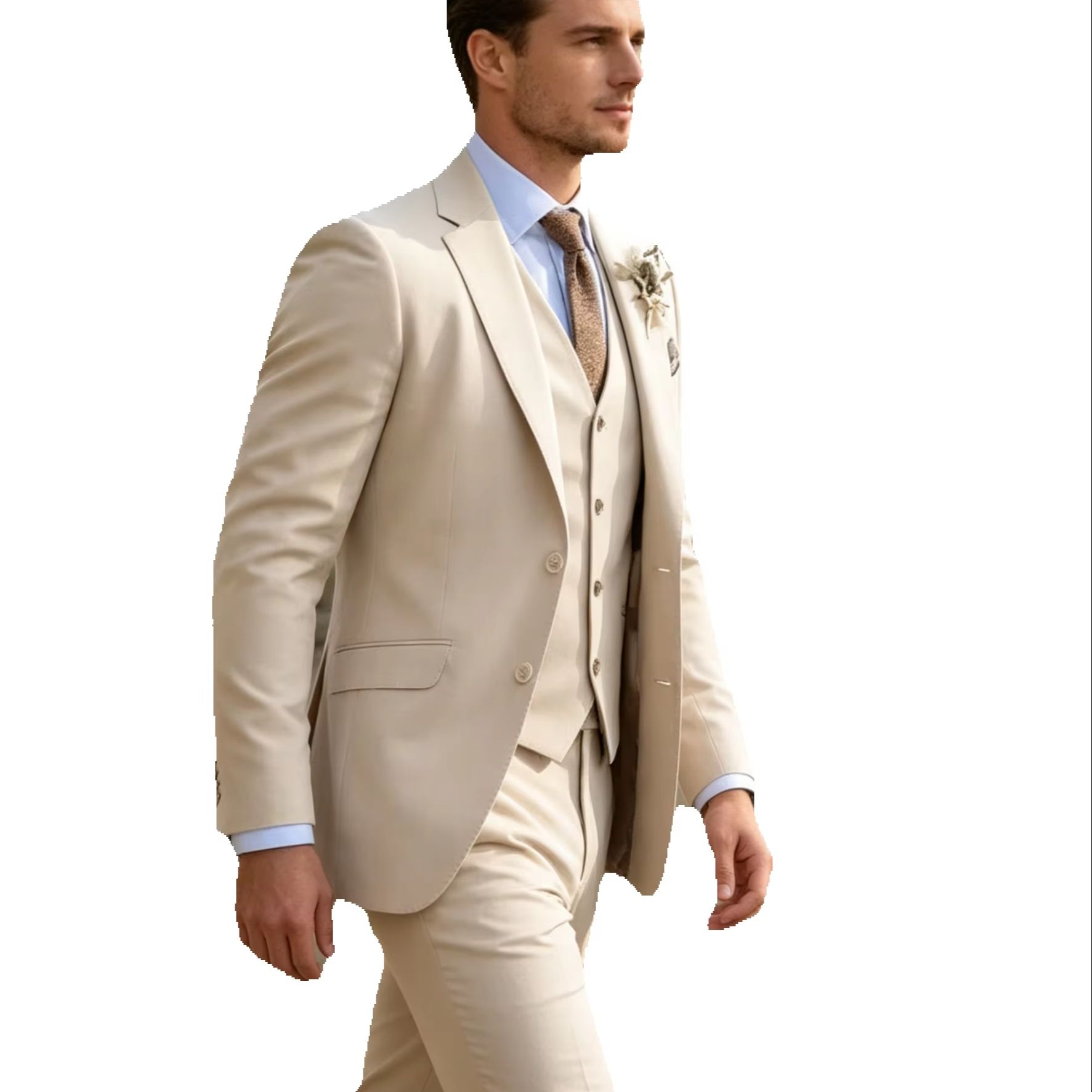 Khaki Formal Wear Men - Khaki Mens Suits Casual 3 Pieces