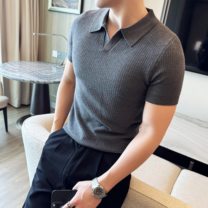 Men'S Polo Formal Wear - Men's Slim Fit Polo Collar Jacquard