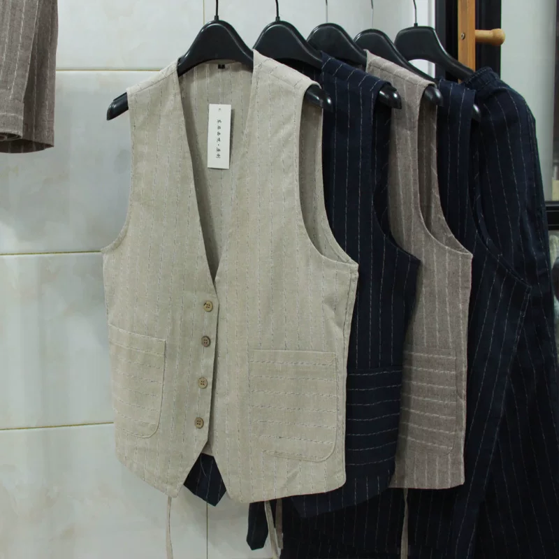 Men Formal Wear In Summer - British Casual Linen Vest for Men