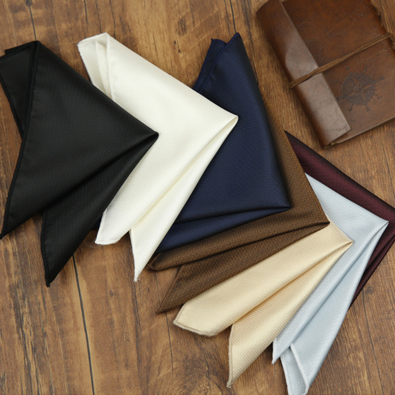 Pocket Square Set - 24cm Classic Solid Color White Brown