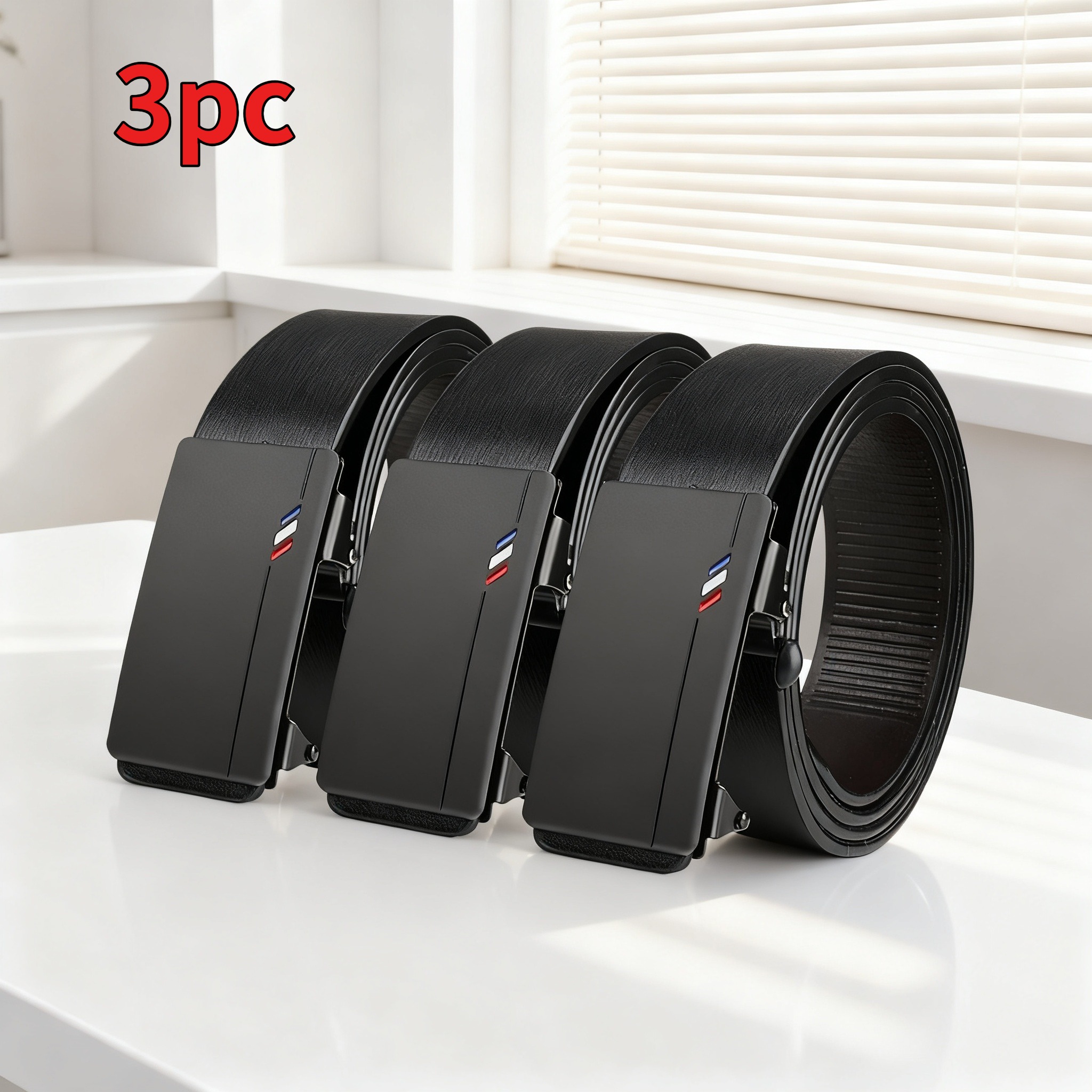 Men Formal Wear With Jeans - 3-piece men's belt black multiple piece