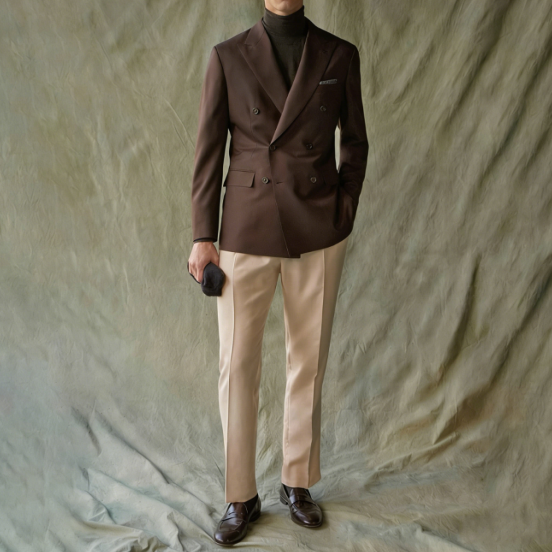 Khaki Formal Wear Men - Elegant Suits For Men Wedding Peaked