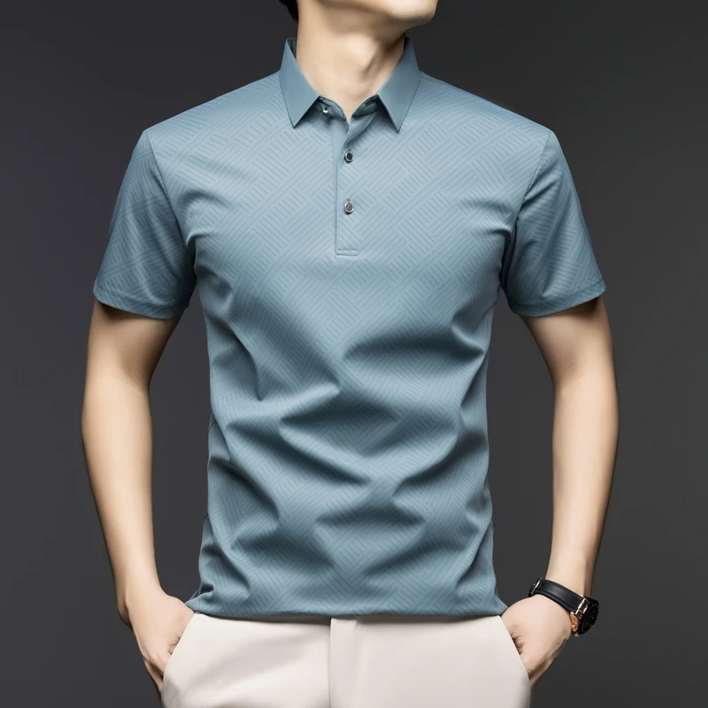 Men'S Polo Formal Wear - Mens Elegant Pattern Polo Shirt Short