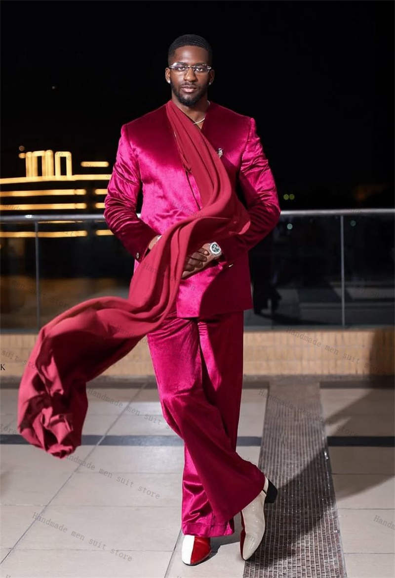 Pink Satin Men Suit Set 2 Piec - Men Formal Wear With Scarf recension och pris