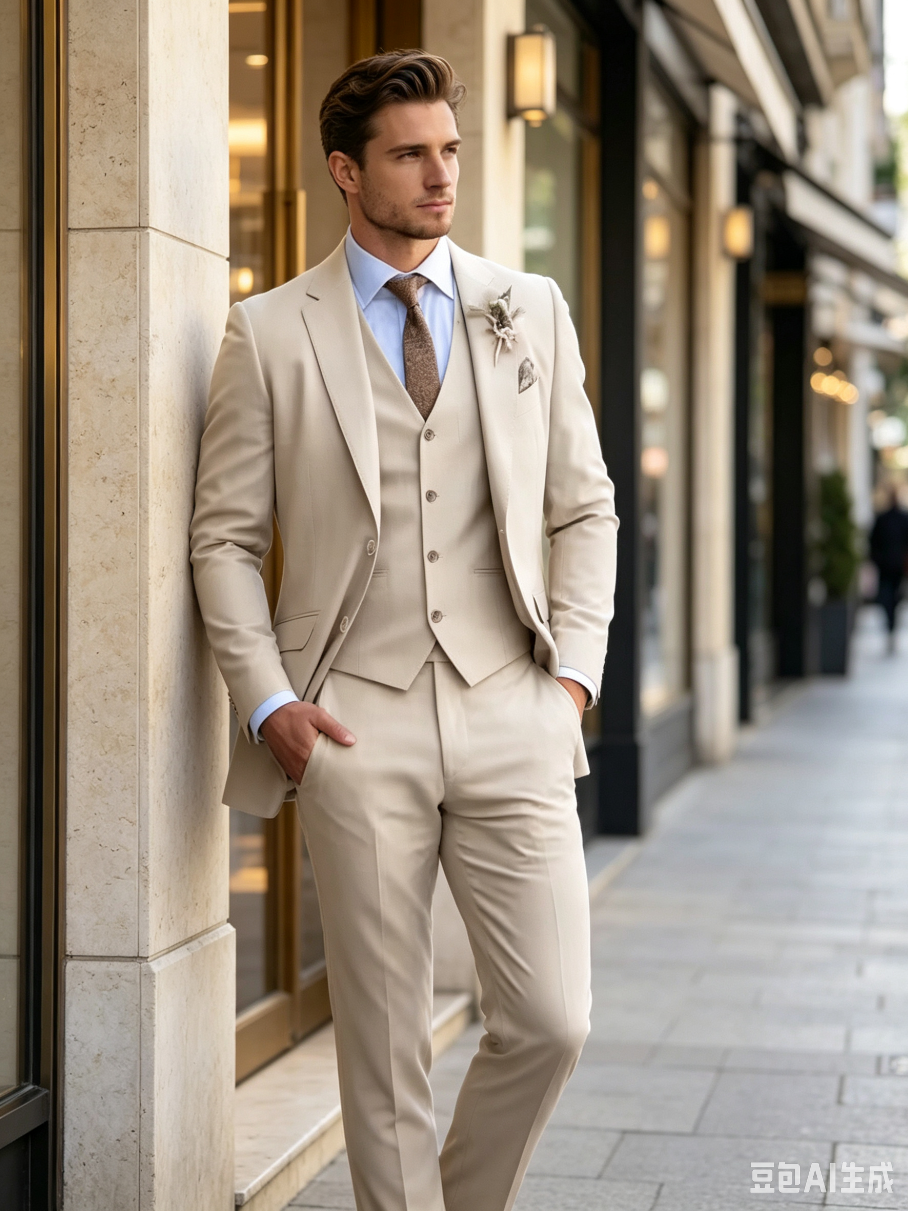 Khaki Mens Suits Casual 3 Piec - Khaki Formal Wear Men recension och pris