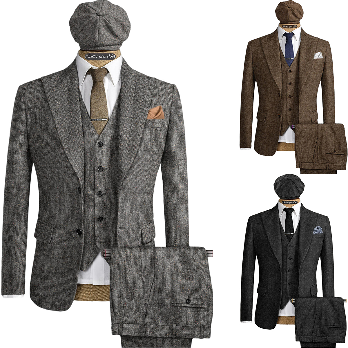 Mens Herringbone Suits 3 Piece - Men'S Formal Wear No Suit recension och pris