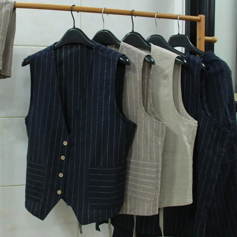British Casual Linen Vest for  - Men Formal Wear In Summer recension och pris