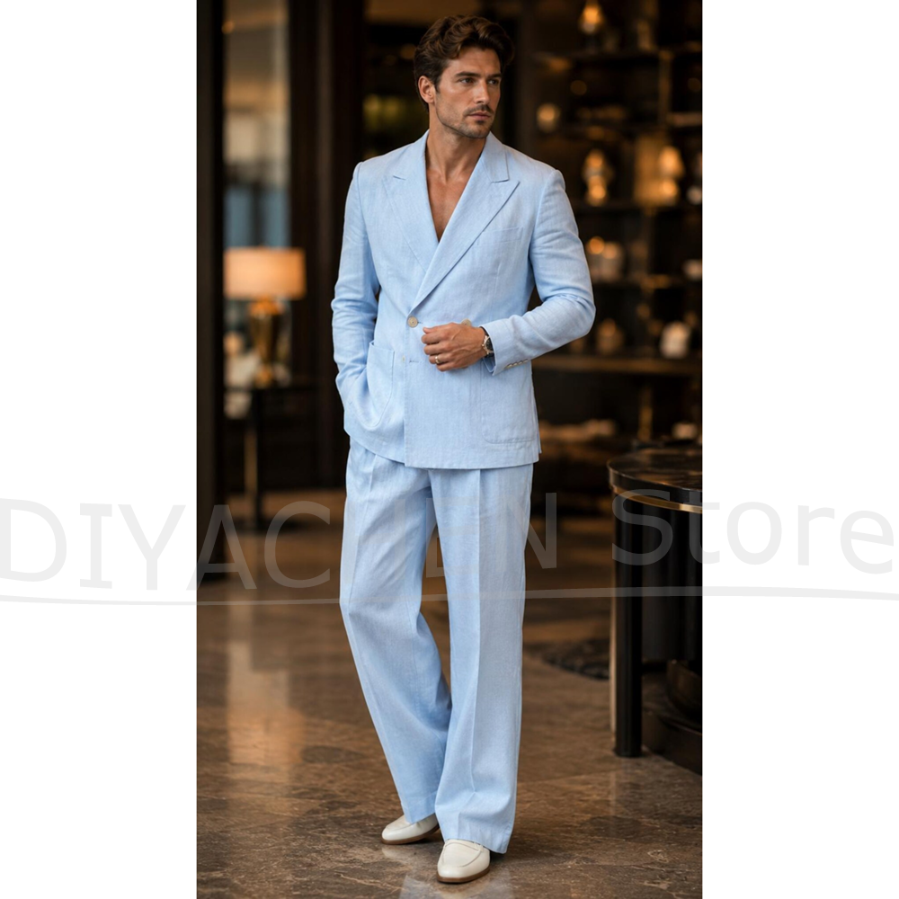 Fashion Mens Linen Two Piece S - Men Formal Wear In Summer recension och pris