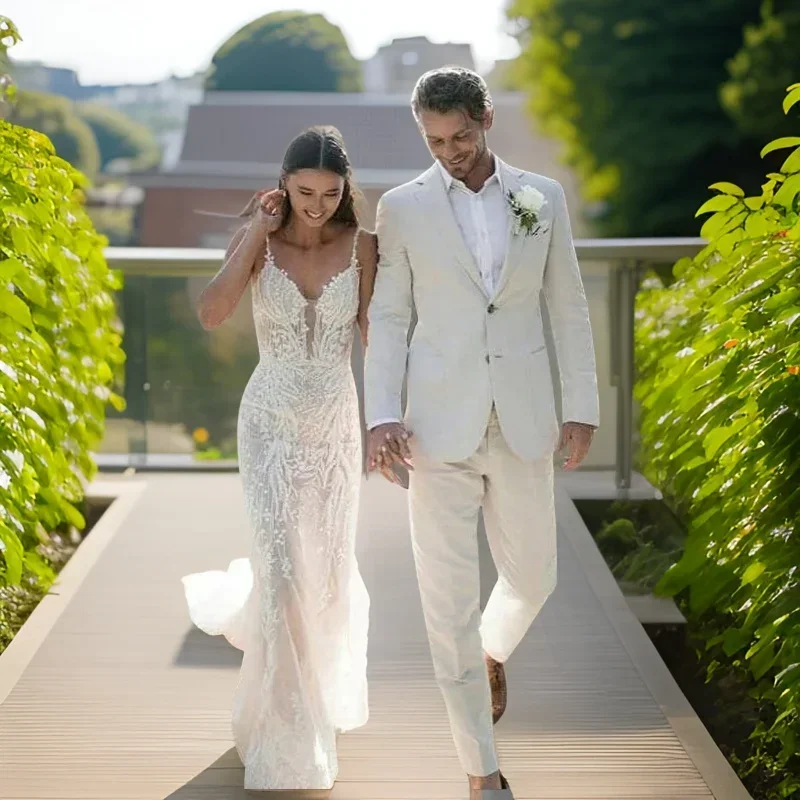 Linen Wedding Tuxedo For Men S - Men Formal Wear In Summer recension och pris