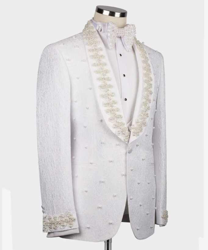 White Wedding Men Suits Fashio - Men'S Formal Wear No Suit recension och pris