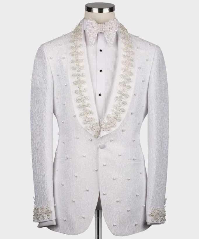 White Wedding Men Suits Fashio - Men'S Formal Wear No Suit recension och pris