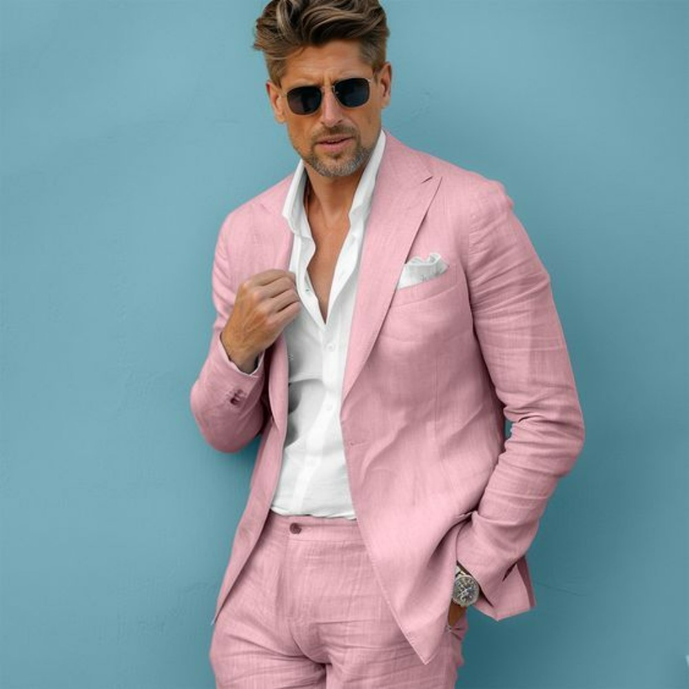 Linen Wedding Men Suits Slim F - Men Formal Wear In Summer recension och pris