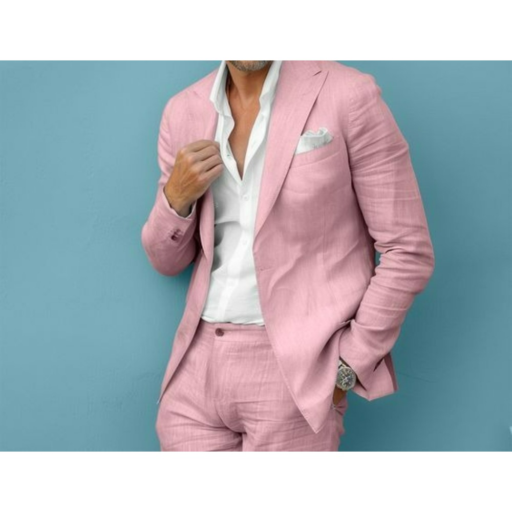 Linen Wedding Men Suits Slim F - Men Formal Wear In Summer recension och pris