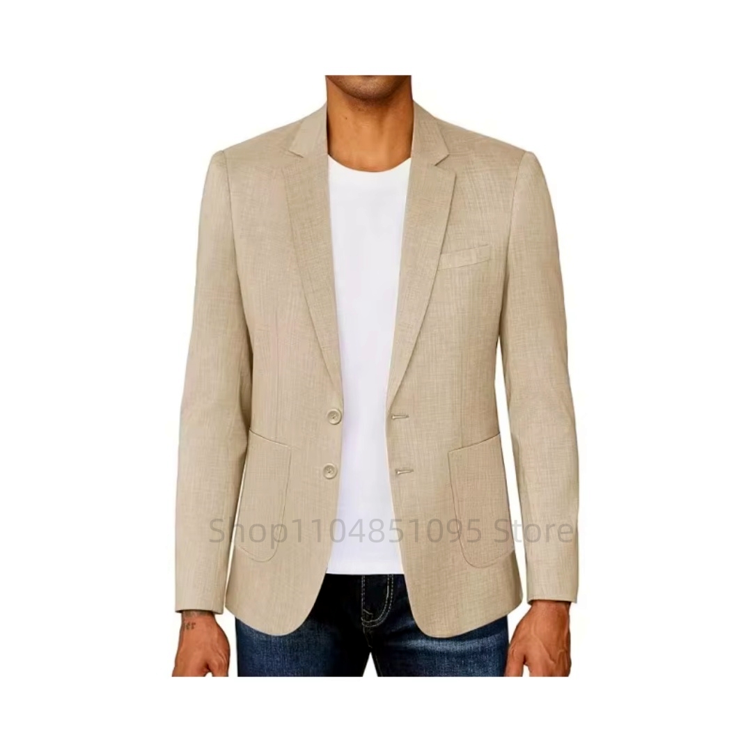 Slim Fit Men's Beige/Blue Line - Men Formal Wear In Summer recension och pris