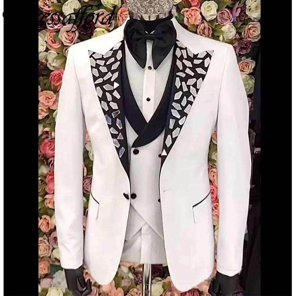White Beading Crystal Men Suit - Men'S Formal Wear No Suit recension och pris