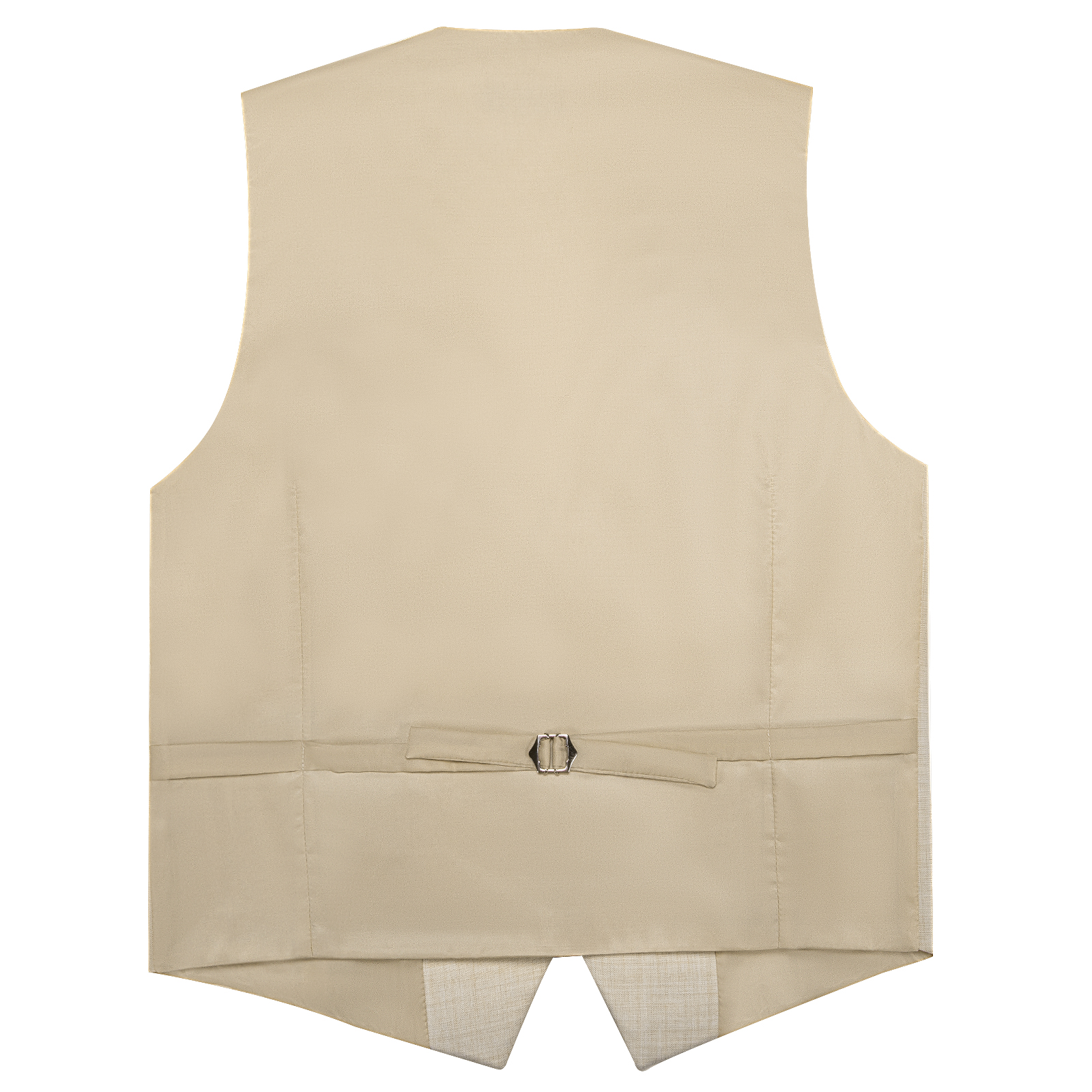 Beige Linen Textured V-Neck Ve - Pocket Square Set recension och pris